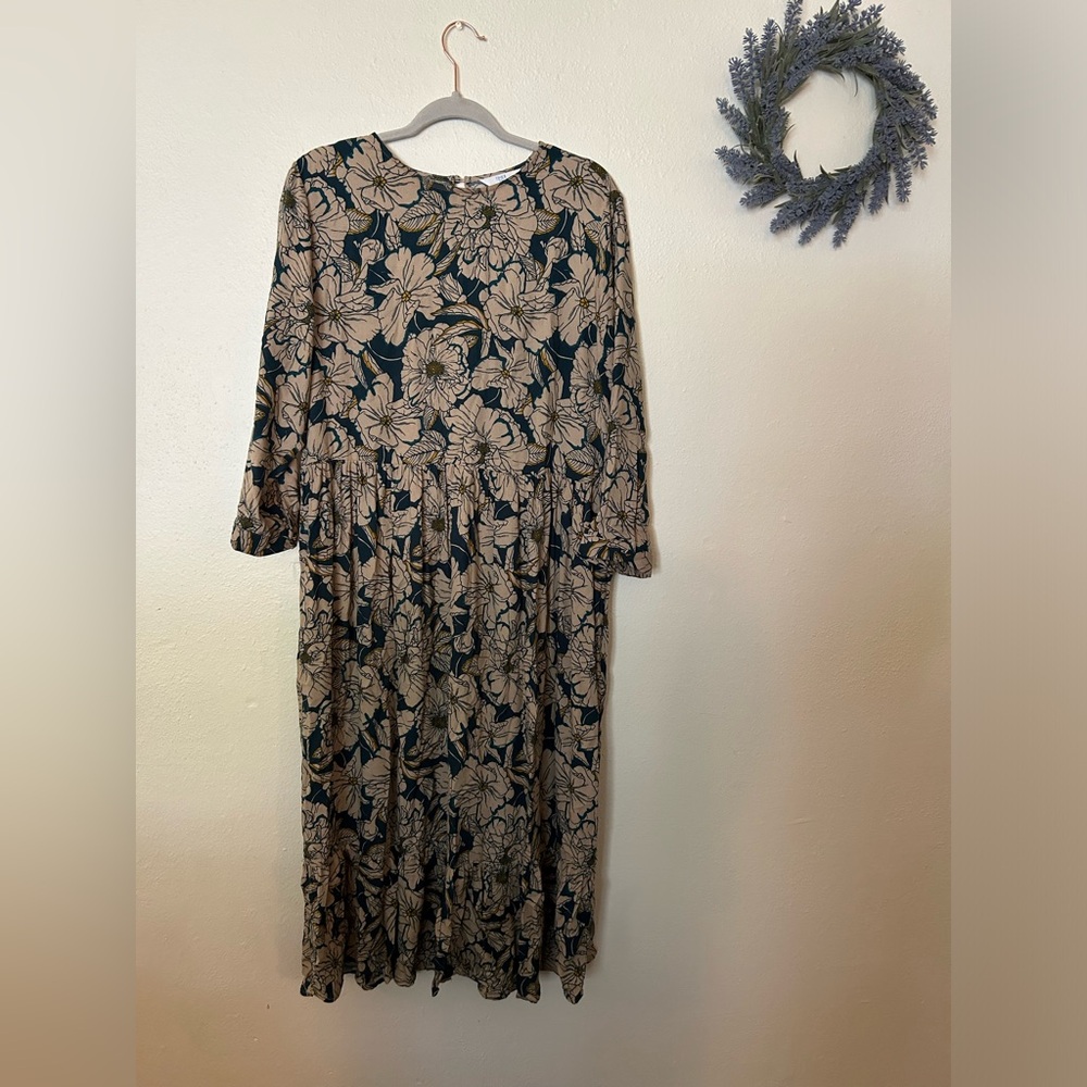 Time & Tru Floral Midi Dress Size L